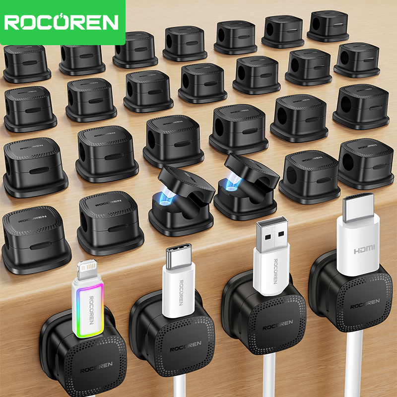 Pegboard Office Organizer - ROCOREN 30PCS Magnetic Cable Organizer Clips