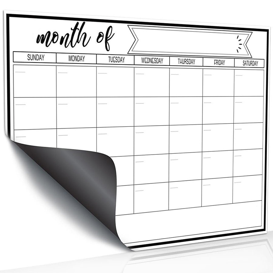 Magnetic Whiteboard Calendar - Fridge Magnetic Whiteboard Sticker, Weekly Monthly