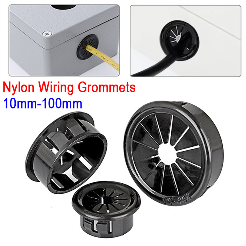 Office Furniture Outlet - 2~50pcs Black Plastic Cable Hole Cover