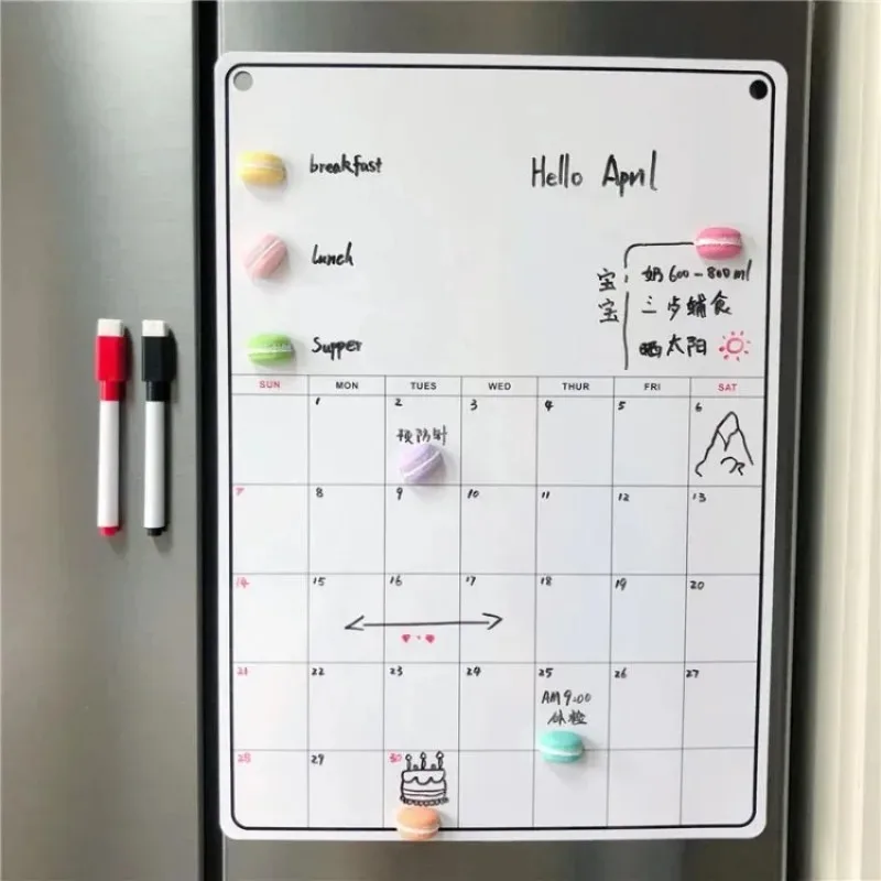 Magnetic Whiteboard Calendar - Fridge Magnetic Calendar Board Monthly Weekly