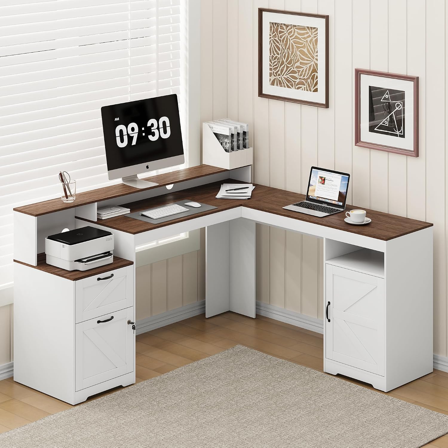 Office Furniture Outlet - Farmhouse L Shaped Executive Corner Computer