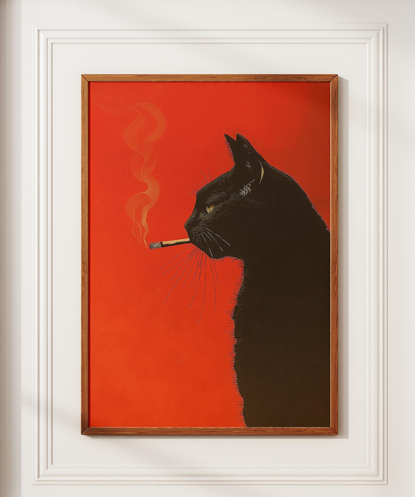 Office Furniture Modern - Vintage Black Cat Smoking Canvas Print