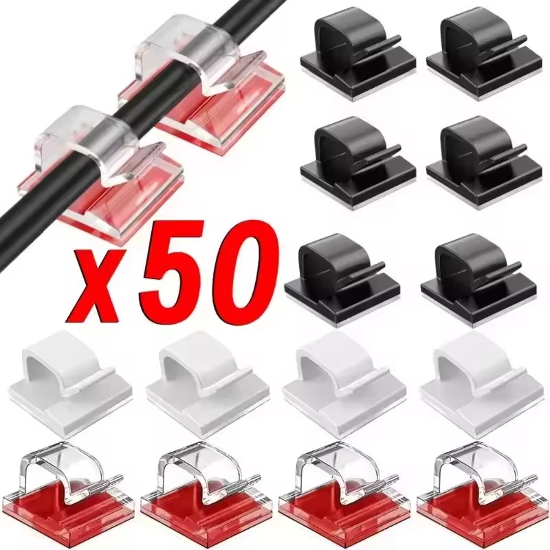 Pegboard Office Organizer - 10/20/50PCS Cable Organizer Clips Wire Winder