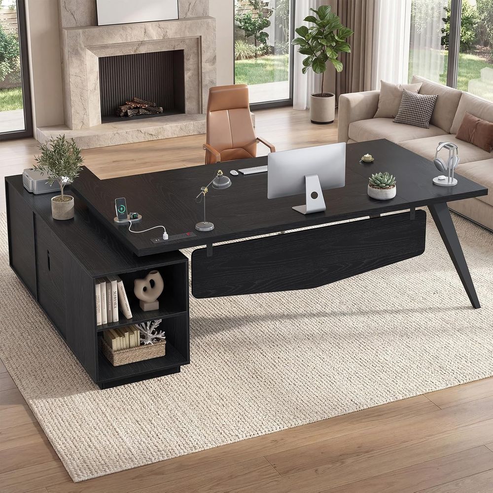 Office Furniture Outlet - L-Shaped 70.3 Executive Desk with Power