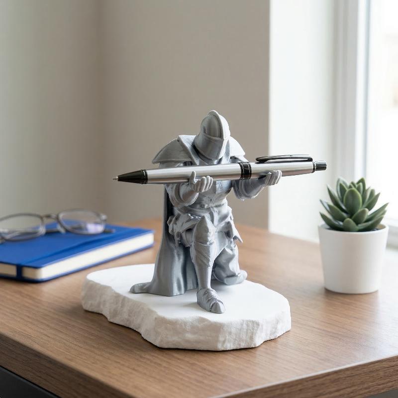 Pegboard Office Organizer - Knight Pen Holder Resin Medieval Armor