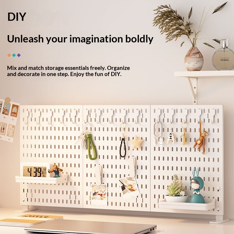 Pegboard Office Organizer - No Drill Clamp Mount Vertical Desktop