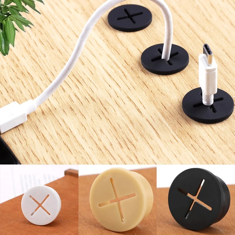 Pegboard Office Organizer - 5PCS Flexible Rubber Round Cable Hole