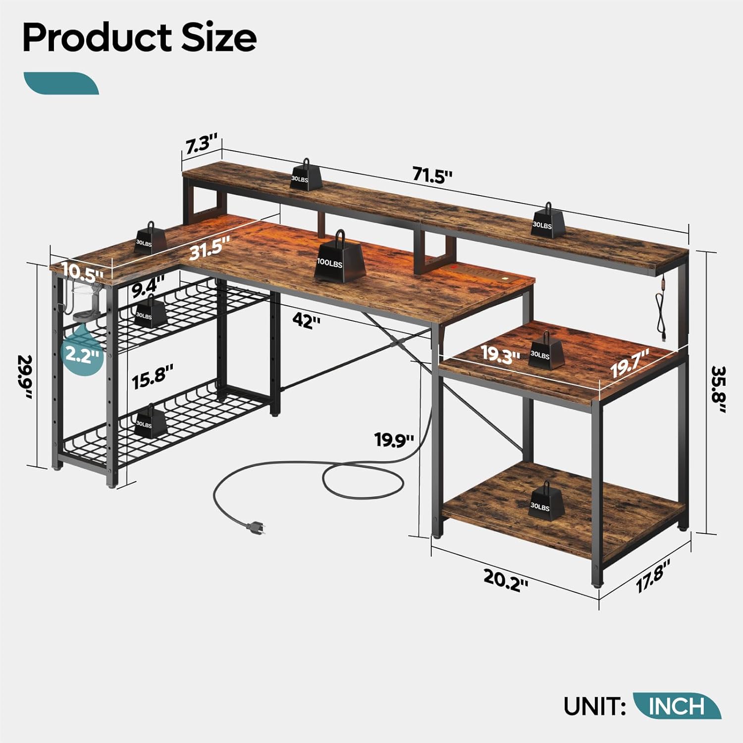 71.5 inch Computer Desk with P - Office Furniture Outlet review and price