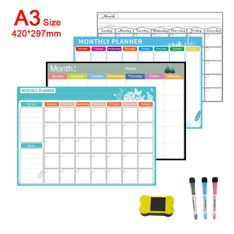 A3 Dry Erase Magnetic Monthly  - Magnetic Whiteboard Calendar review and price