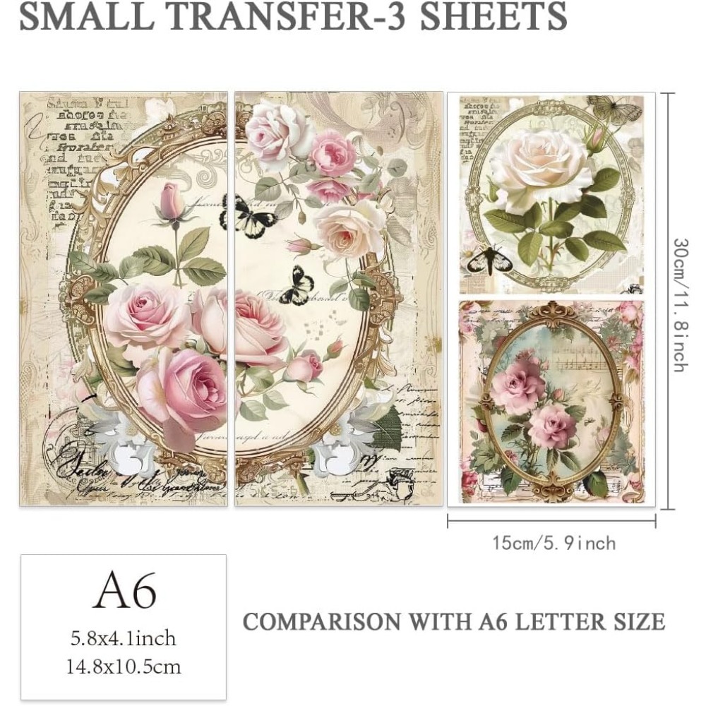 3pcs/Set Rose Rub on Transfers - Office Furniture Loft review and price