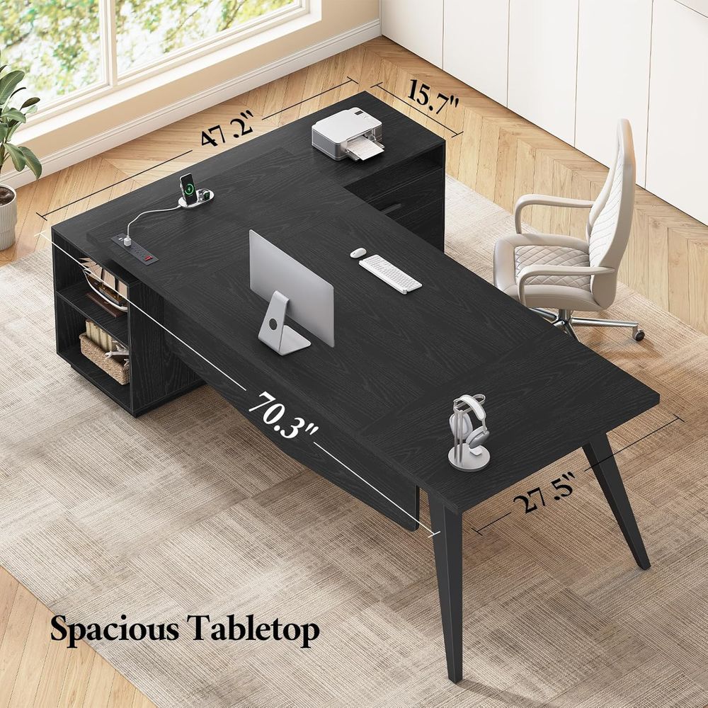 L-Shaped 70.3 Executive Desk w - Office Furniture Outlet review and price