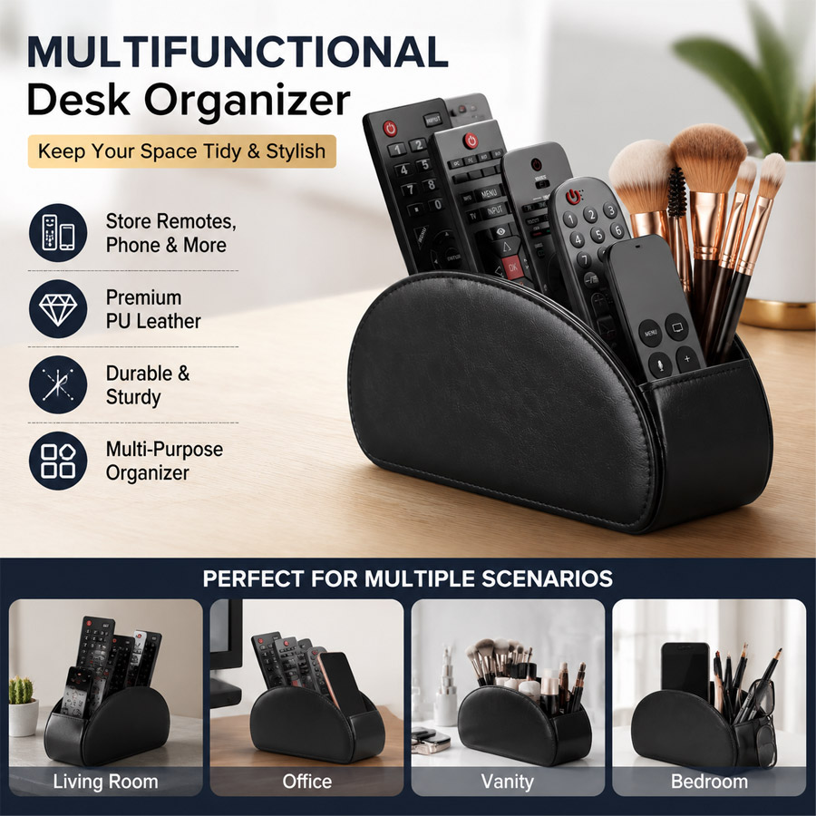 1Pc 5 Grid PU Leather Desktop  - Pegboard Office Organizer review and price