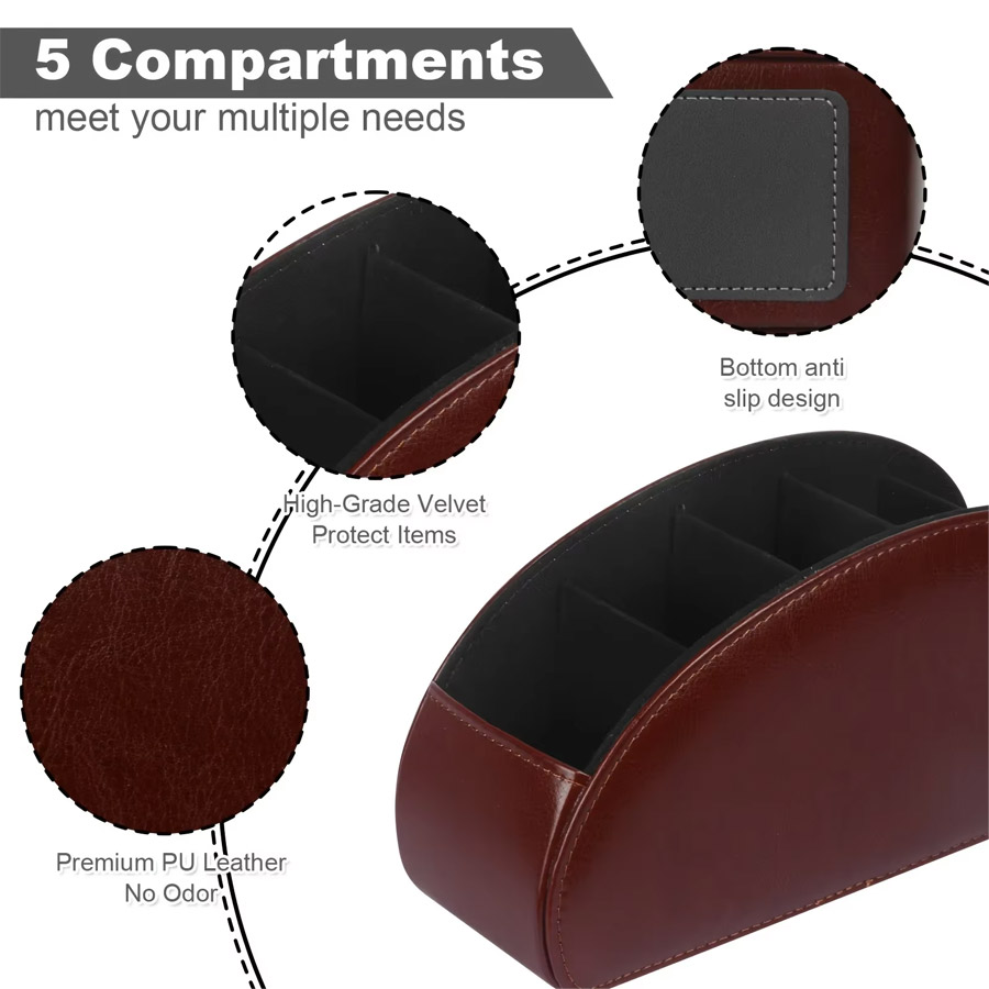 1Pc 5 Grid PU Leather Desktop  - Pegboard Office Organizer review and price