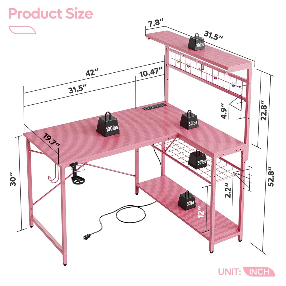 42 L Gaming Desk,Computer Desk - Office Furniture Outlet review and price