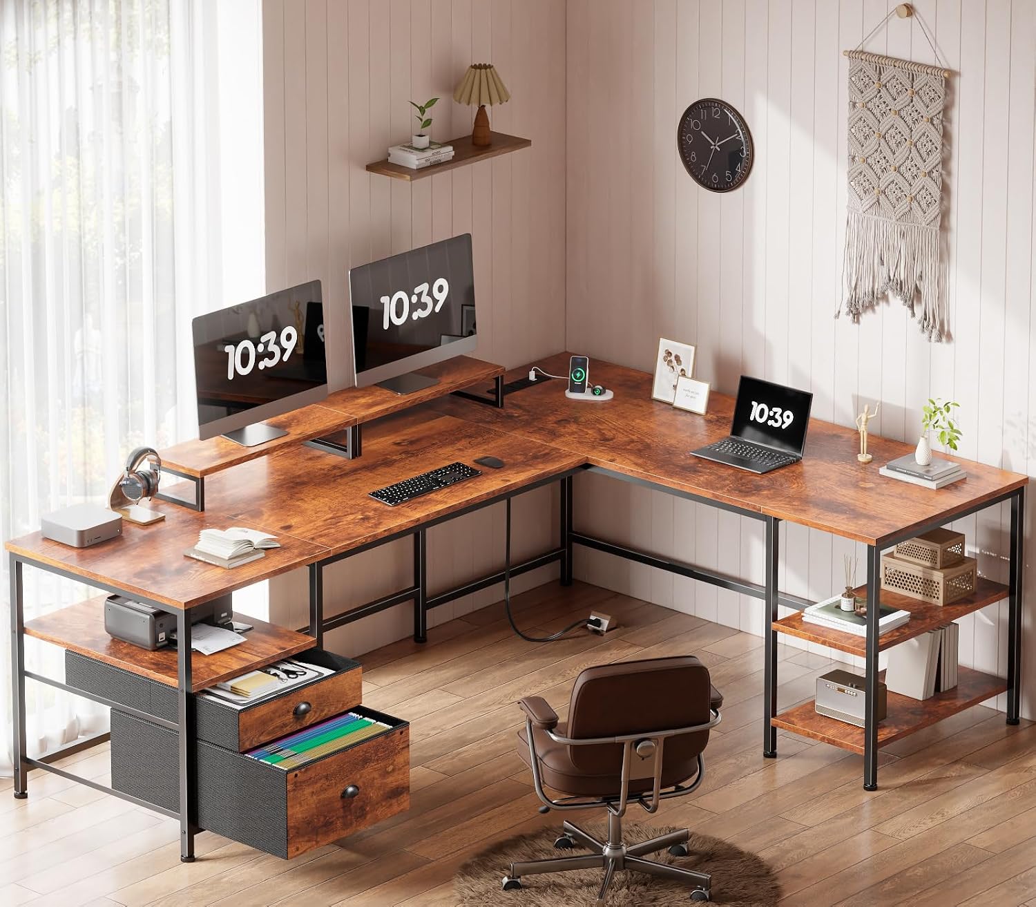 L Desk with Power Outlet, File - Office Furniture Outlet review and price