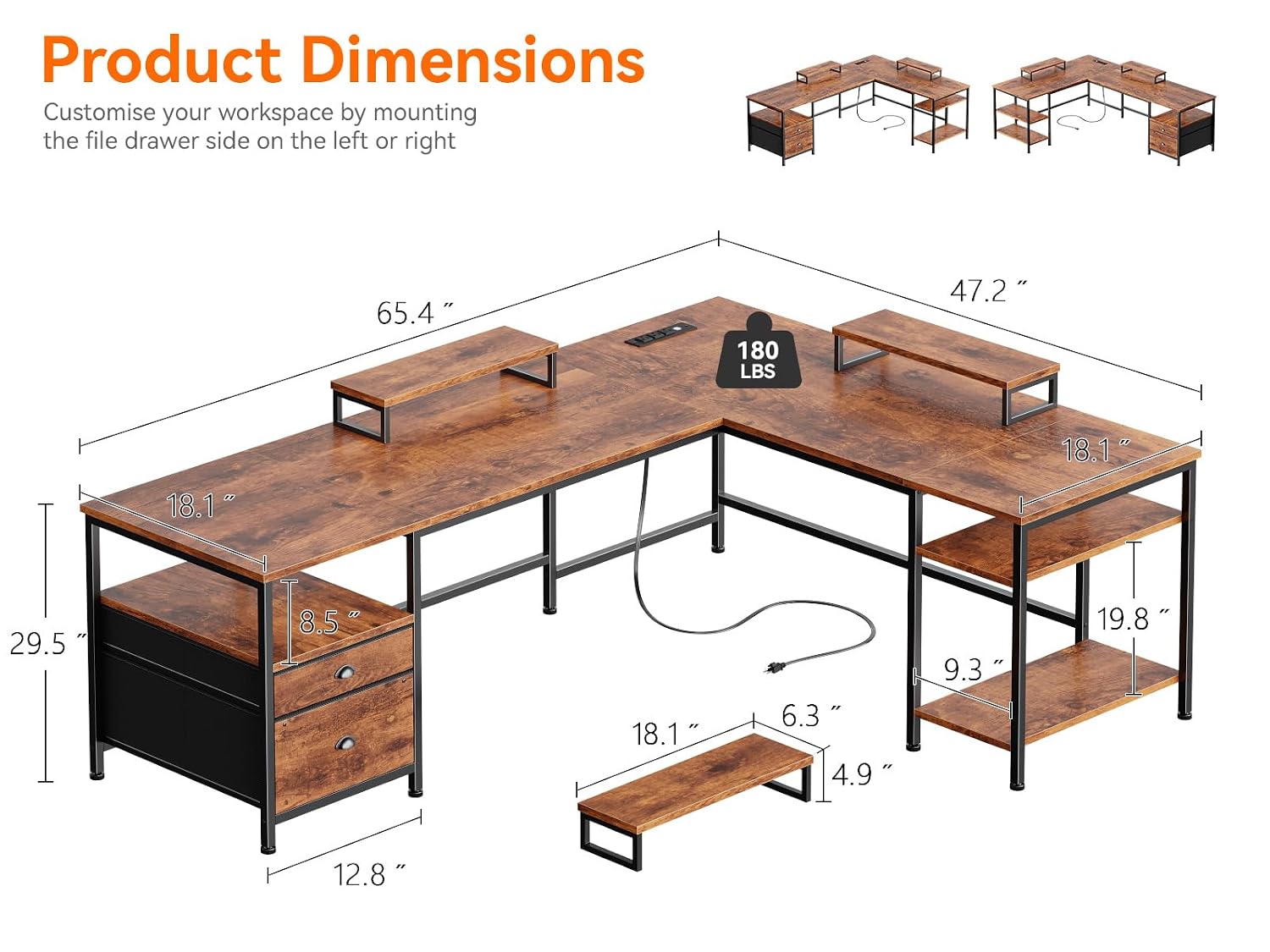 L Desk with Power Outlet, File - Office Furniture Outlet review and price