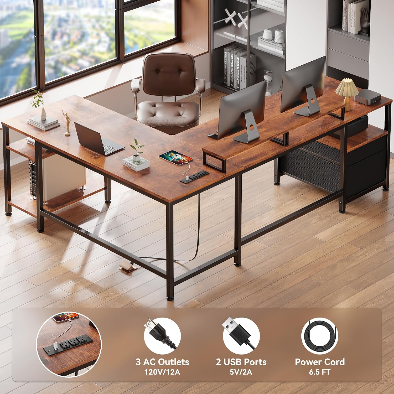 L Desk with Power Outlet, File - Office Furniture Outlet review and price